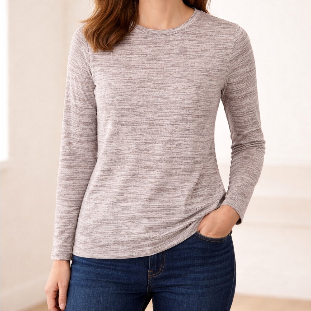 Banana Republic LuxeSpun Marled Knit Sweater – Size Med – Soft Neutral Essential